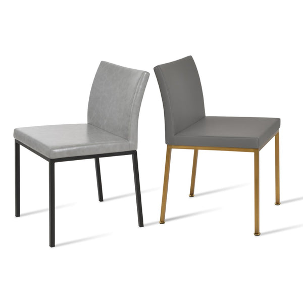 Soho Concept Aria Metal Dining Chair - Stylish Leatherette Upholstered Seat With Adjustable Chrome & Brass Finish Brass,Light Grey  Soho-concept-dining-chair-00297