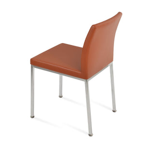 Soho Concept Aria Metal Dining Chair - Stylish Leatherette Upholstered Seat With Adjustable Chrome & Brass Finish Chrome  Soho-concept-dining-chair-00312