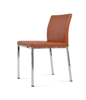 Soho Concept Aria Metal Dining Chair - Stylish Leatherette Upholstered Seat With Adjustable Chrome & Brass Finish Chrome  Soho-concept-dining-chair-00313