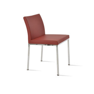 Soho Concept Aria Metal Dining Chair - Stylish Leatherette Upholstered Seat With Adjustable Chrome & Brass Finish Chrome,Red  Soho-concept-dining-chair-00307