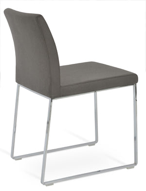 Soho Concept Aria Sled Dining Chair - Luxurious Upholstery, Durable Metal Base, 10-year Guarantee For Elegance Chrome,Grey  Soho-concept-dining-chair-00338
