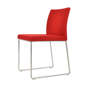 Soho Concept Aria Sled Dining Chair In Camira Blazer Wool - Stylish, Durable, 10-year Guarantee, 350 Lbs Capacity Red  Soho-concept-dining-chair-00340