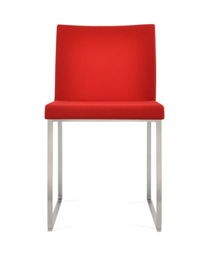 Soho Concept Aria Sled Dining Chair In Camira Blazer Wool - Stylish, Durable, 10-year Guarantee, 350 Lbs Capacity Red  Soho-concept-dining-chair-00340