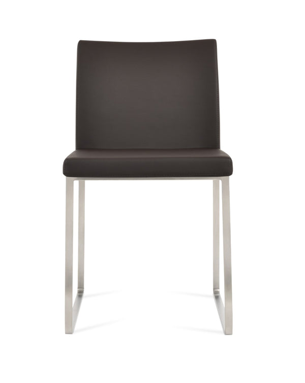 Soho Concept Aria Sled Dining Chair - Stylish Chrome Base, Soft Ppm-fr Leatherette, 2-year Guarantee, 350 Lbs Capacity Brown  Soho-concept-dining-chair-00342