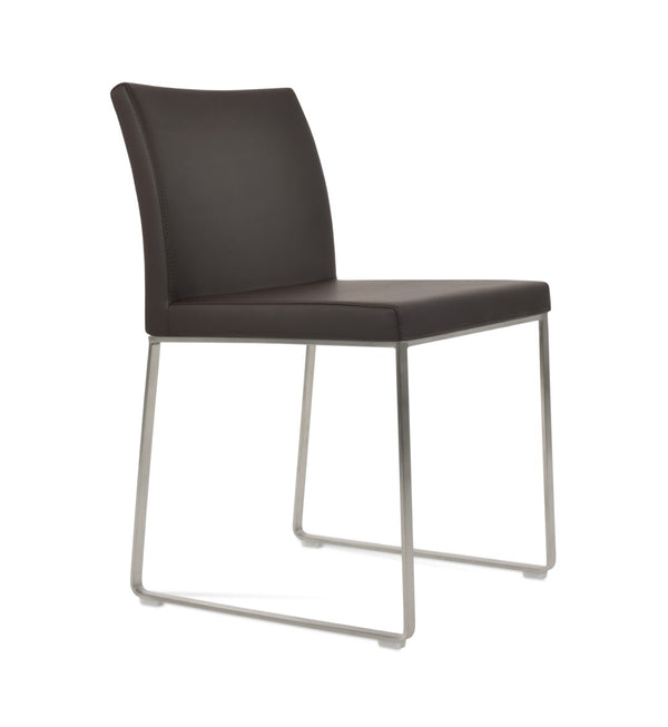 Soho Concept Aria Sled Dining Chair - Stylish Chrome Base, Soft Ppm-fr Leatherette, 2-year Guarantee, 350 Lbs Capacity Brown  Soho-concept-dining-chair-00341