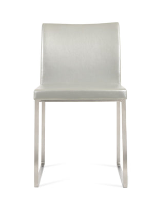 Soho Concept Aria Sled Dining Chair - Stylish Chrome Base, Soft Ppm-fr Leatherette, 2-year Guarantee, 350 Lbs Capacity Silver  Soho-concept-dining-chair-00344