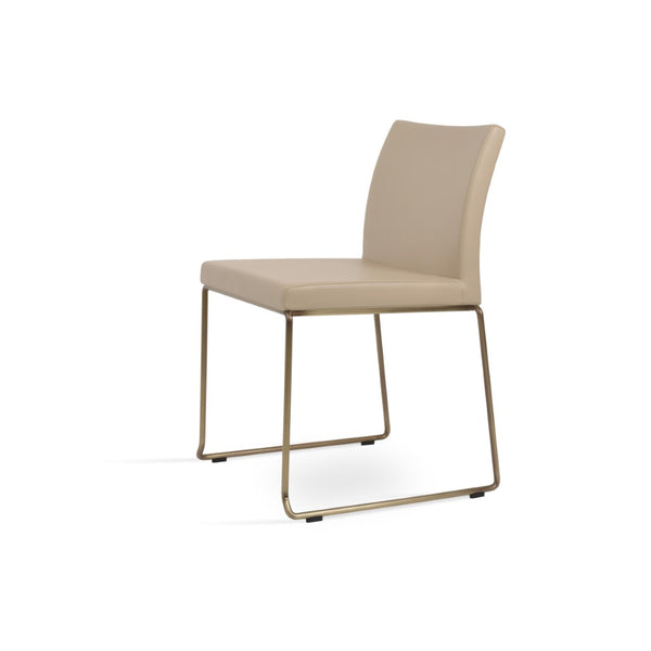 Soho Concept Aria Wire Stackable Dining Chair - Soft Leatherette, Solid Steel, Stylish & Practical, 2-year Guarantee Brass  Soho-concept-dining-chair-00361