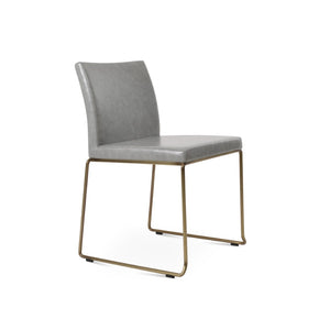 Soho Concept Aria Wire Stackable Dining Chair - Chic Boucle, Velvet & Nubuck Fabrics, 10-year Guarantee, Stylish! Brass,Light Grey  Soho-concept-dining-chair-00358