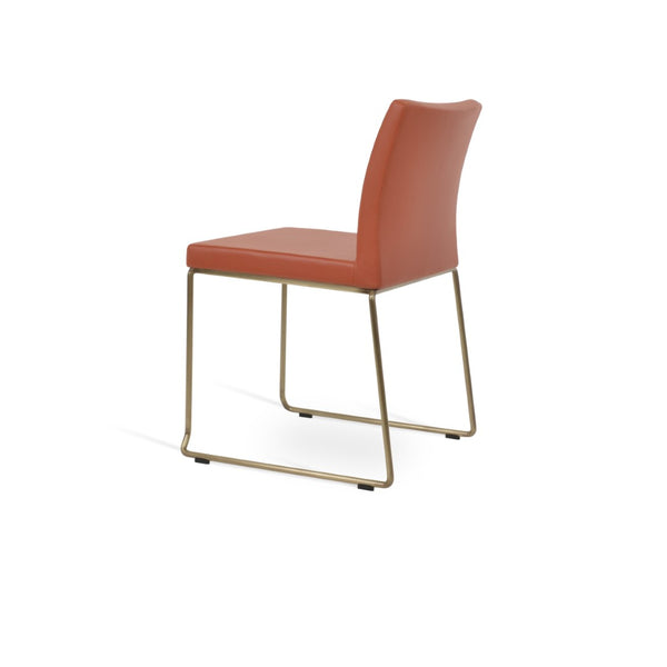 Soho Concept Aria Wire Stackable Dining Chair - Soft Leatherette, Solid Steel, Stylish & Practical, 2-year Guarantee Brass  Soho-concept-dining-chair-00355