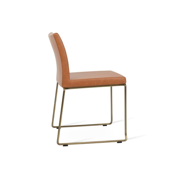 Soho Concept Aria Wire Stackable Dining Chair - Soft Leatherette, Solid Steel, Stylish & Practical, 2-year Guarantee Brass  Soho-concept-dining-chair-00354
