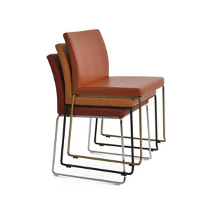 Soho Concept Aria Wire Stackable Dining Chair - Soft Leatherette, Solid Steel, Stylish & Practical, 2-year Guarantee Chrome,Red  Soho-concept-dining-chair-00367