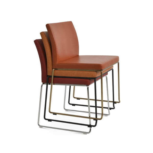 Soho Concept Aria Wire Stackable Dining Chair - Soft Leatherette, Solid Steel, Stylish & Practical, 2-year Guarantee Chrome,Red  Soho-concept-dining-chair-00367