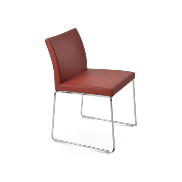 Soho Concept Aria Wire Stackable Dining Chair - Soft Leatherette, Solid Steel, Stylish & Practical, 2-year Guarantee Chrome,Red  Soho-concept-dining-chair-00368