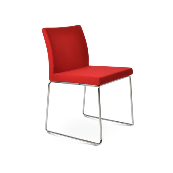 Soho Concept Aria Wire Stackable Chair - Elegant Wool Upholstered Design, 10-year Guarantee, Space-saving Style Chrome,Red  Soho-concept-dining-chair-00364
