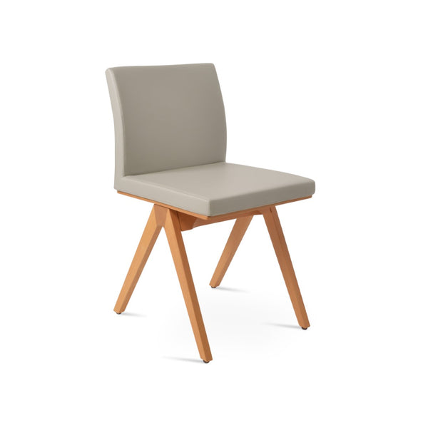 Soho Concept Aria Fino Wood Dining Chair - Premium Leatherette Upholstery, Solid Beech Frame, 2-year Guarantee Natural,Light Grey  Soho-concept-dining-chair-00374
