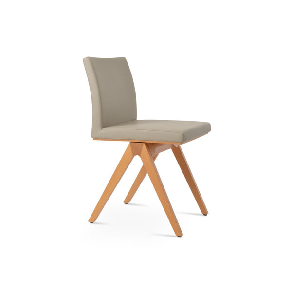 Soho Concept Aria Fino Wood Dining Chair - Premium Leatherette Upholstery, Solid Beech Frame, 2-year Guarantee Bone  Soho-concept-dining-chair-00371