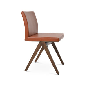 Soho Concept Aria Fino Wood Dining Chair - Premium Leatherette Upholstery, Solid Beech Frame, 2-year Guarantee Walnut  Soho-concept-dining-chair-00376