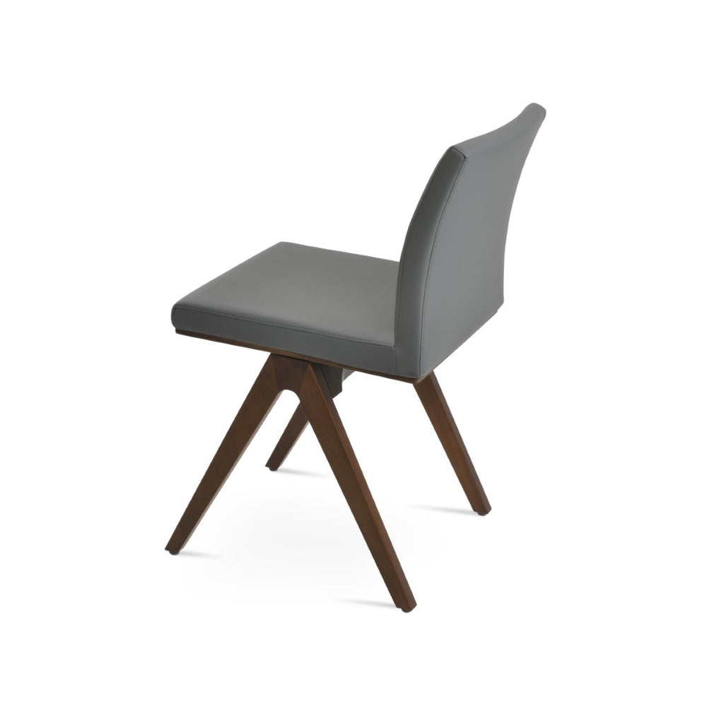 Soho Concept Aria Fino Wood Dining Chair - Premium Leatherette Upholstery, Solid Beech Frame, 2-year Guarantee Walnut,Chrome,Grey  Soho-concept-dining-chair-00381