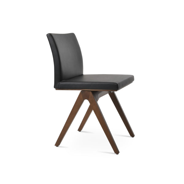 Soho Concept Aria Fino Wood Dining Chair - Premium Leatherette Upholstery, Solid Beech Frame, 2-year Guarantee Walnut,Black  Soho-concept-dining-chair-00377