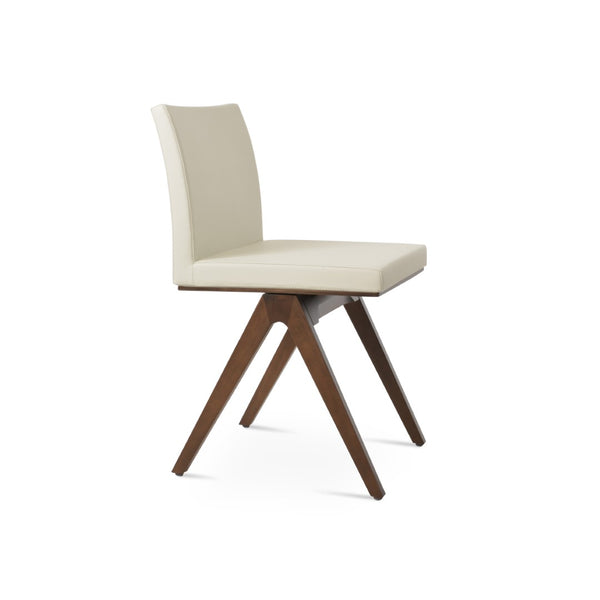Soho Concept Aria Fino Wood Dining Chair - Premium Leatherette Upholstery, Solid Beech Frame, 2-year Guarantee Walnut,Cream  Soho-concept-dining-chair-00380