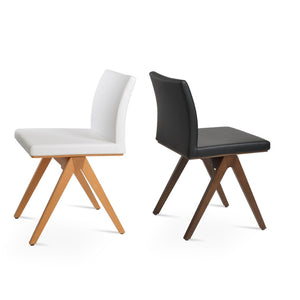 Soho Concept Aria Fino Wood Dining Chair - Premium Leatherette Upholstery, Solid Beech Frame, 2-year Guarantee Walnut,Black  Soho-concept-dining-chair-00377