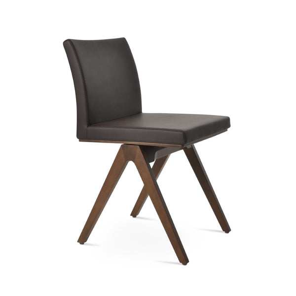 Soho Concept Aria Fino Wood Dining Chair - Premium Leatherette Upholstery, Solid Beech Frame, 2-year Guarantee Walnut,Brown  Soho-concept-dining-chair-00378