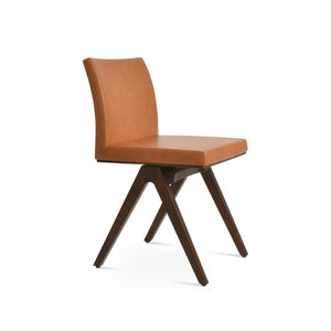 Soho Concept Aria Fino Wood Dining Chair - Premium Leatherette Upholstery, Solid Beech Frame, 2-year Guarantee Walnut  Soho-concept-dining-chair-00379