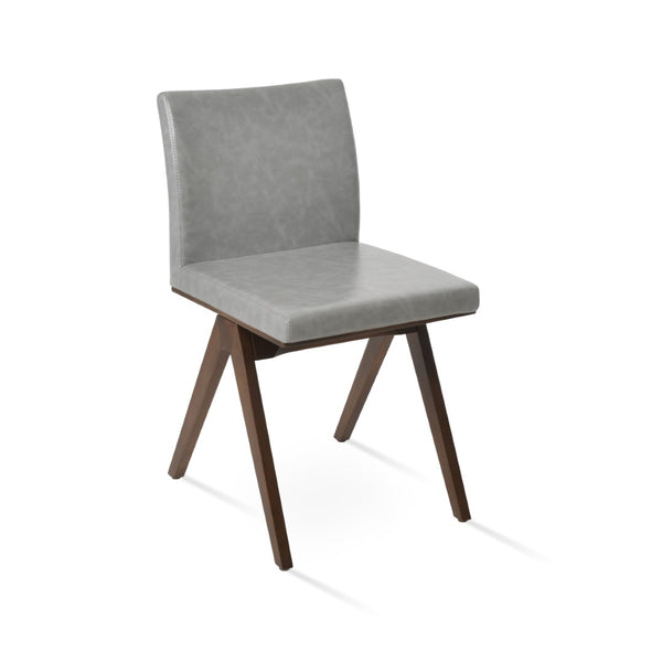 Soho Concept Aria Fino Wood Dining Chair - Premium Leatherette Upholstery, Solid Beech Frame, 2-year Guarantee Walnut,Light Grey  Soho-concept-dining-chair-00385