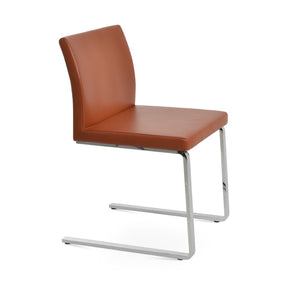 Soho Concept Aria Flat Chair - Stylish Leatherette Dining Chair With Chrome Base, 2-year Guarantee, Light Grey Chrome  Soho-concept-dining-chair-00412
