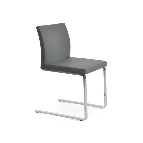 Soho Concept Aria Flat Chair - Stylish Leatherette Dining Chair With Chrome Base, 2-year Guarantee, Light Grey Chrome,Grey  Soho-concept-dining-chair-00409