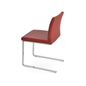 Soho Concept Aria Flat Chair - Stylish Leatherette Dining Chair With Chrome Base, 2-year Guarantee, Light Grey Chrome,Red  Soho-concept-dining-chair-00410