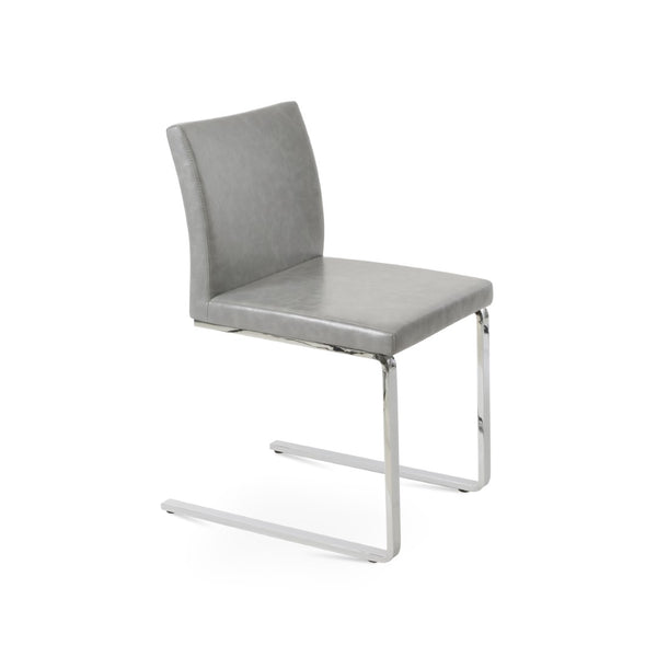 Soho Concept Aria Flat Chair - Stylish Leatherette Dining Chair With Chrome Base, 2-year Guarantee, Light Grey Chrome,Light Grey  Soho-concept-dining-chair-00411