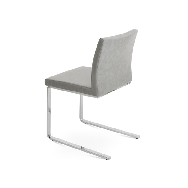 Soho Concept Aria Flat Chair - Stylish Leatherette Dining Chair With Chrome Base, 2-year Guarantee, Light Grey Chrome,Light Grey  Soho-concept-dining-chair-00411