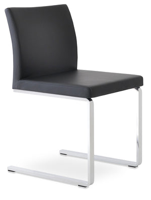 Soho Concept Aria Flat Chair - Stylish Leatherette Dining Chair With Chrome Base, 2-year Guarantee, Light Grey Black  Soho-concept-dining-chair-00405