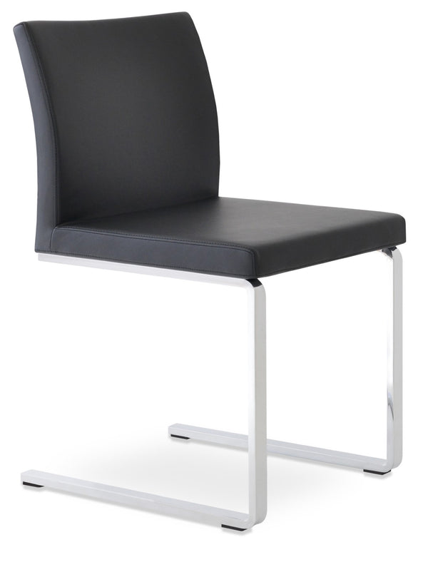 Soho Concept Aria Flat Chair - Stylish Leatherette Dining Chair With Chrome Base, 2-year Guarantee, Light Grey Black  Soho-concept-dining-chair-00405