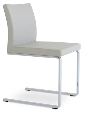 Soho Concept Aria Flat Chair - Stylish Leatherette Dining Chair With Chrome Base, 2-year Guarantee, Light Grey Light Grey  Soho-concept-dining-chair-00407