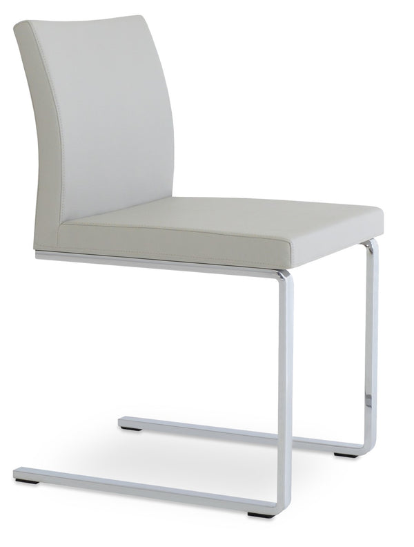 Soho Concept Aria Flat Chair - Stylish Leatherette Dining Chair With Chrome Base, 2-year Guarantee, Light Grey Light Grey  Soho-concept-dining-chair-00407