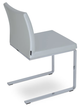 Soho Concept Aria Flat Chair - Stylish Leatherette Dining Chair With Chrome Base, 2-year Guarantee, Light Grey Chrome,Silver  Soho-concept-dining-chair-00386