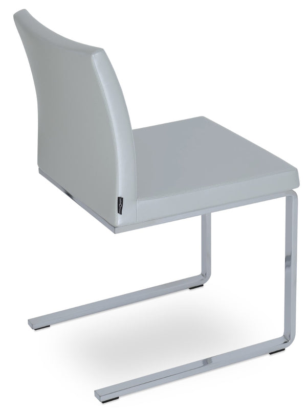 Soho Concept Aria Flat Chair - Stylish Leatherette Dining Chair With Chrome Base, 2-year Guarantee, Light Grey Chrome,Silver  Soho-concept-dining-chair-00386