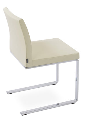 Soho Concept Aria Flat Chair - Stylish Leatherette Dining Chair With Chrome Base, 2-year Guarantee, Light Grey Chrome,Cream  Soho-concept-dining-chair-00396