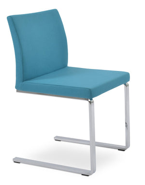 Soho Concept Aria Flat Chair - Premium Camira Blazer Wool Fabric, Chrome Base, 300 Lbs Capacity, 10-year Guarantee Chrome,Turquoise  Soho-concept-dining-chair-00395