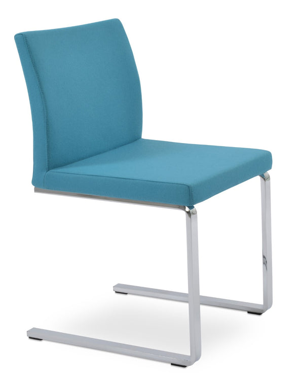 Soho Concept Aria Flat Chair - Premium Camira Blazer Wool Fabric, Chrome Base, 300 Lbs Capacity, 10-year Guarantee Chrome,Turquoise  Soho-concept-dining-chair-00395