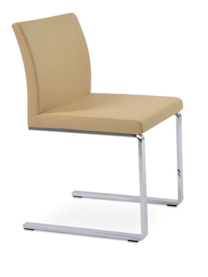 Soho Concept Aria Flat Chair - Stylish Leatherette Dining Chair With Chrome Base, 2-year Guarantee, Light Grey Chrome  Soho-concept-dining-chair-00391
