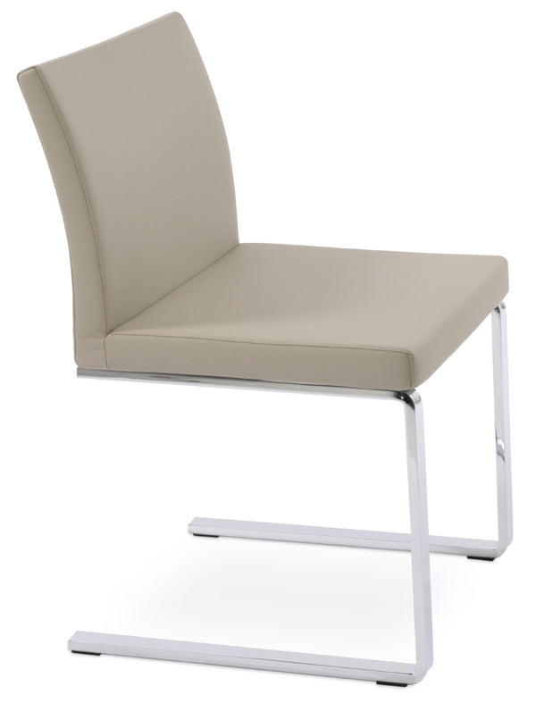 Soho Concept Aria Flat Chair - Stylish Leatherette Dining Chair With Chrome Base, 2-year Guarantee, Light Grey Chrome,Light Grey  Soho-concept-dining-chair-00390