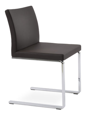 Soho Concept Aria Flat Chair - Stylish Leatherette Dining Chair With Chrome Base, 2-year Guarantee, Light Grey Chrome,Red  Soho-concept-dining-chair-00393