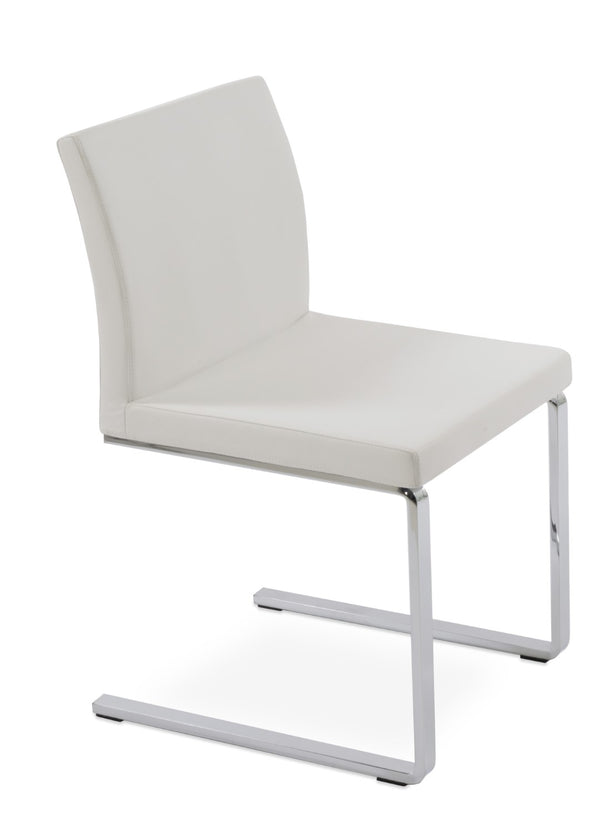 Soho Concept Aria Flat Chair - Stylish Leatherette Dining Chair With Chrome Base, 2-year Guarantee, Light Grey Chrome,White  Soho-concept-dining-chair-00394