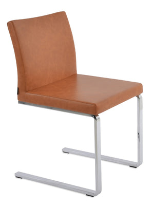 Soho Concept Aria Flat Chair - Stylish Leatherette Dining Chair With Chrome Base, 2-year Guarantee, Light Grey Chrome  Soho-concept-dining-chair-00398