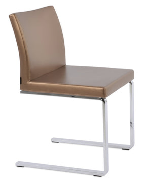 Soho Concept Aria Flat Chair - Stylish Leatherette Dining Chair With Chrome Base, 2-year Guarantee, Light Grey Gold,Chrome  Soho-concept-dining-chair-00399