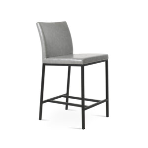 Soho Concept Aria Metal Barstools & Counterstools - Stylish Leatherette, 2-year Warranty, Modern Design, 300 Lbs Capacity Light Grey  Soho-concept-dining-chair-10345
