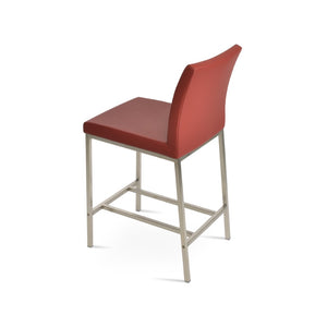 Soho Concept Aria Metal Barstools & Counterstools - Stylish Leatherette, 2-year Warranty, Modern Design, 300 Lbs Capacity Red  Soho-concept-dining-chair-10343